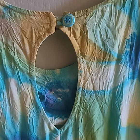 Vintage Jams World Ivory Flower Sleeveless Top/Mini Dress? Sz M, Made in Hawaii - Picture 3 of 5